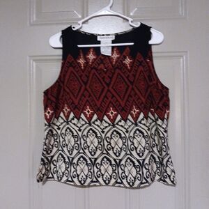 Danny & Nicole Sleeveless Printed Top  Scoop Neck Petite 14P